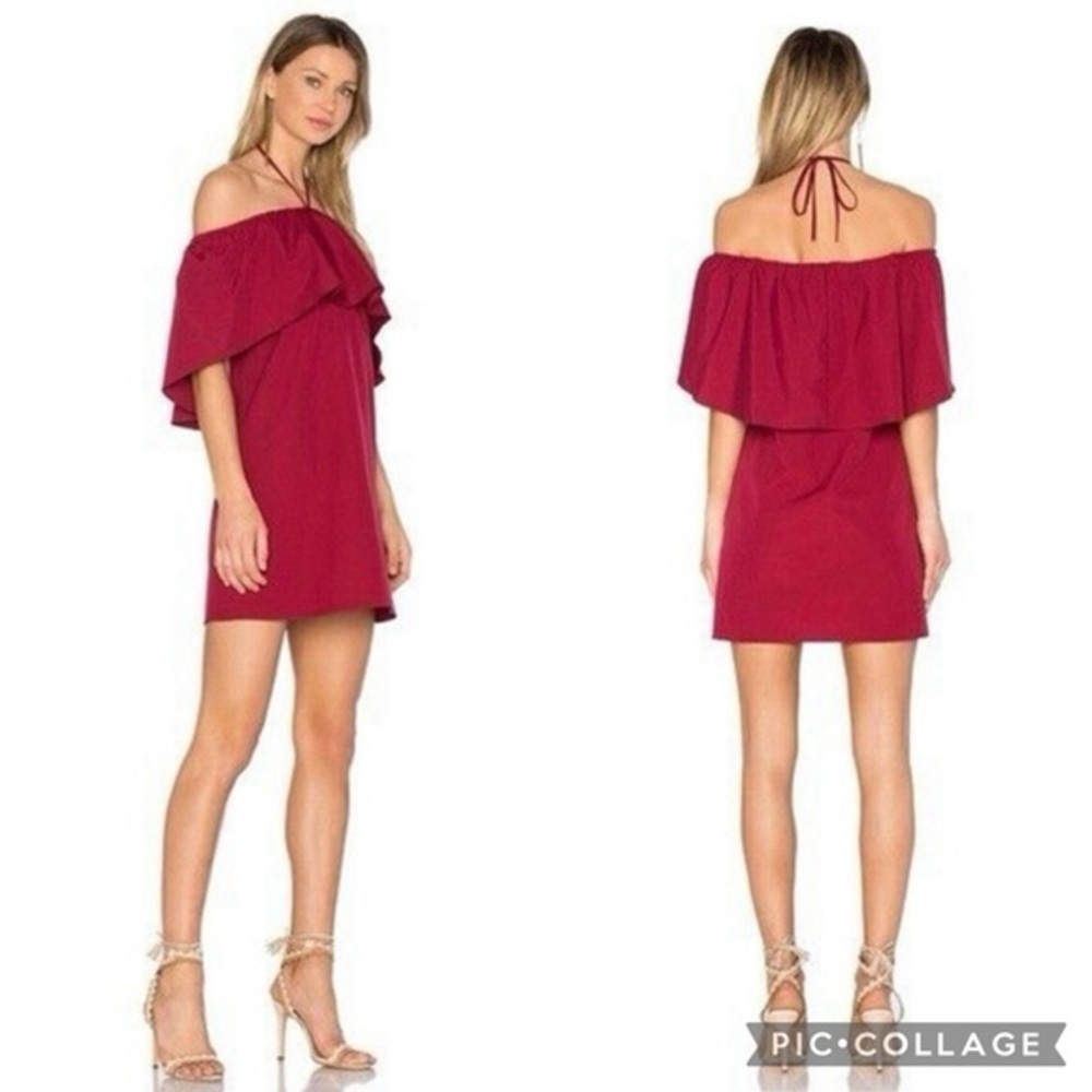 Alice + Olivia Jada Caped‎ Dress in Bright Bordeaux Burgundy Size S